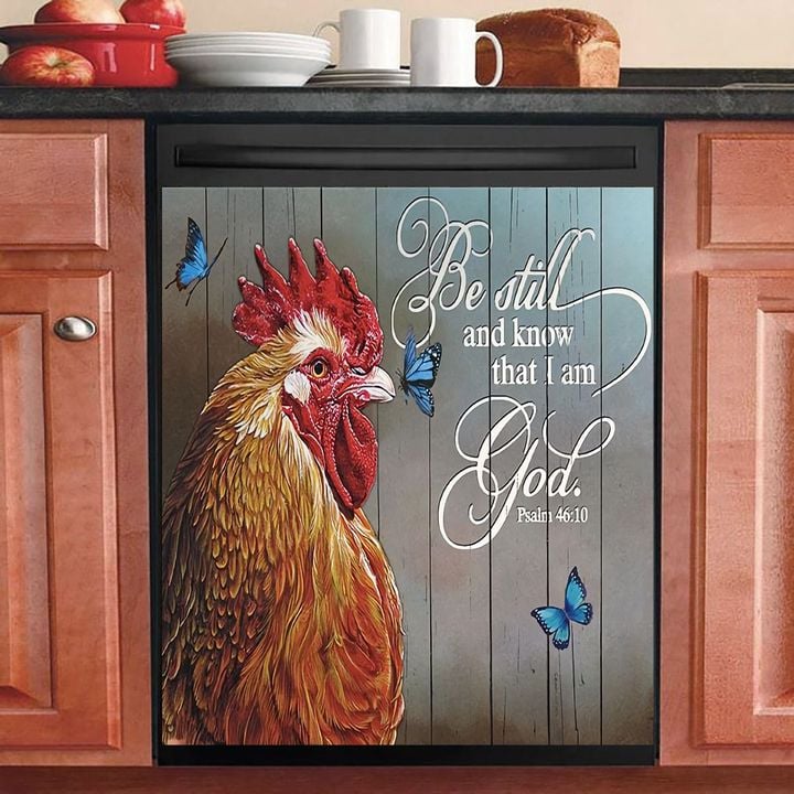 Rooster And Butterfly Be Still And Know That I Am God KL2410012HY Decor Kitchen Dishwasher Cover