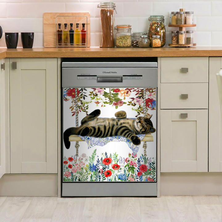 Spring Love Cat Flower NI3009020DD Decor Kitchen Dishwasher Cover