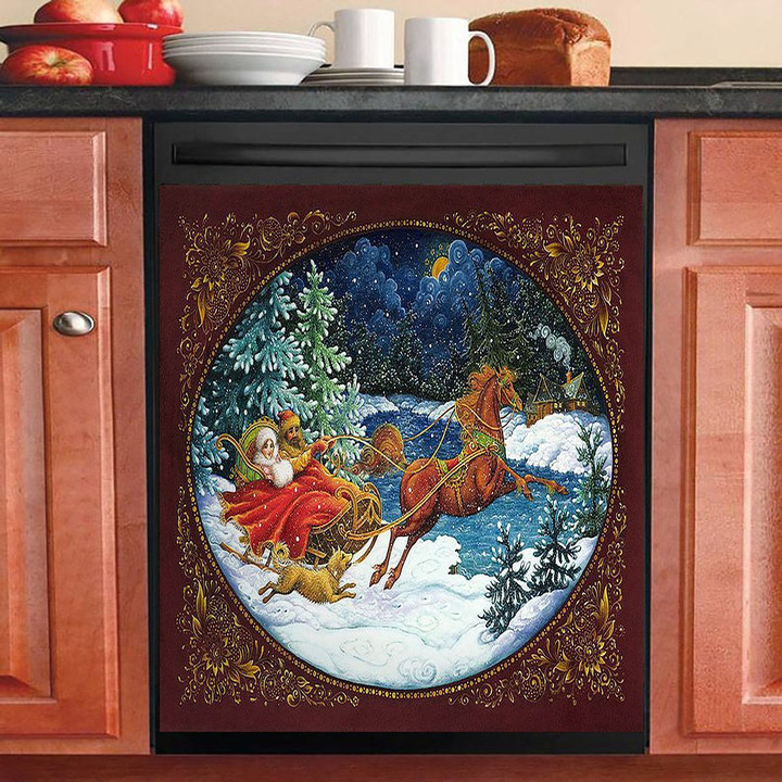 Sleigh Riding Horse In Winter NI1011087KL Decor Kitchen Dishwasher Cover