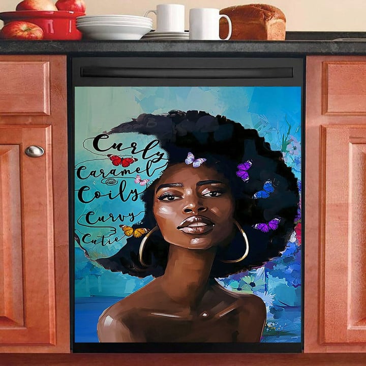 Curly Coily Cutie Caramel Black Girl NI2601093YC Decor Kitchen Dishwasher Cover