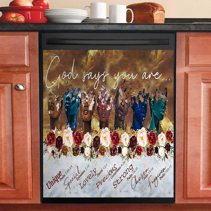 God Says You Are Black Queens Flower NI2411050KL Decor Kitchen Dishwasher Cover