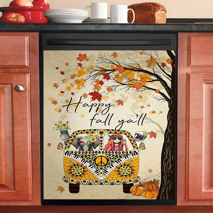 Happy Fall Hippie Bus NI1610132KL Decor Kitchen Dishwasher Cover
