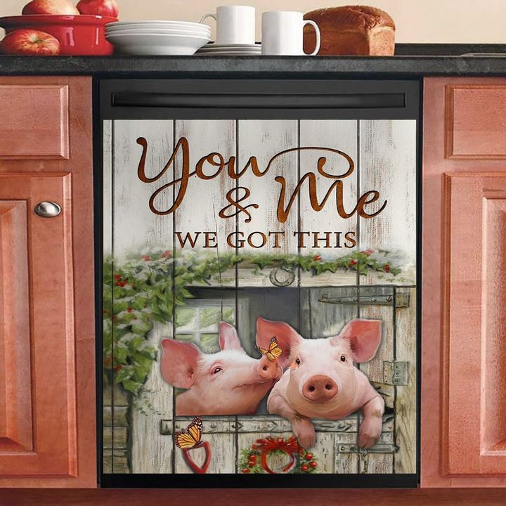Pig You & Me NT1510007LB Decor Kitchen Dishwasher Cover