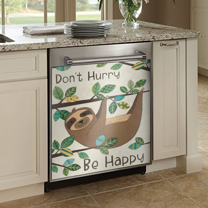 Do Not Hurry Be Happy Sloth NI1411005QV Decor Kitchen Dishwasher Cover