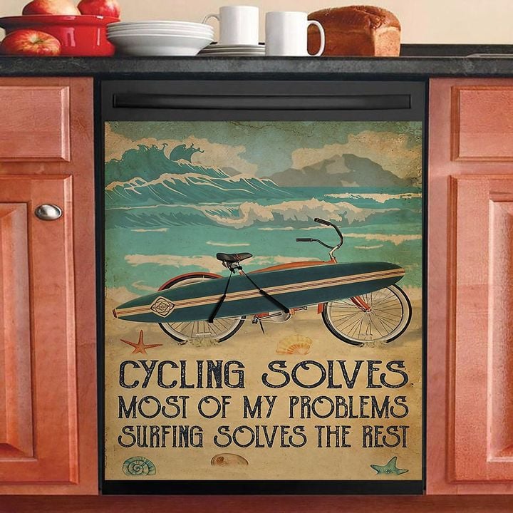 Beach Life Surfboard Bike Cycling Solves NI2810006KL Decor Kitchen Dishwasher Cover