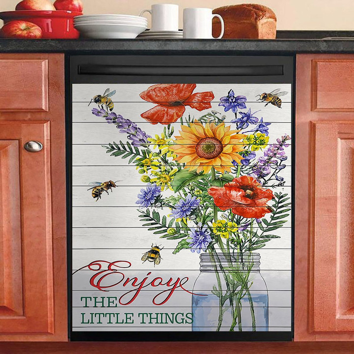 Enjoy The Little Things Bees And Flowers NI1212059KL Decor Kitchen Dishwasher Cover