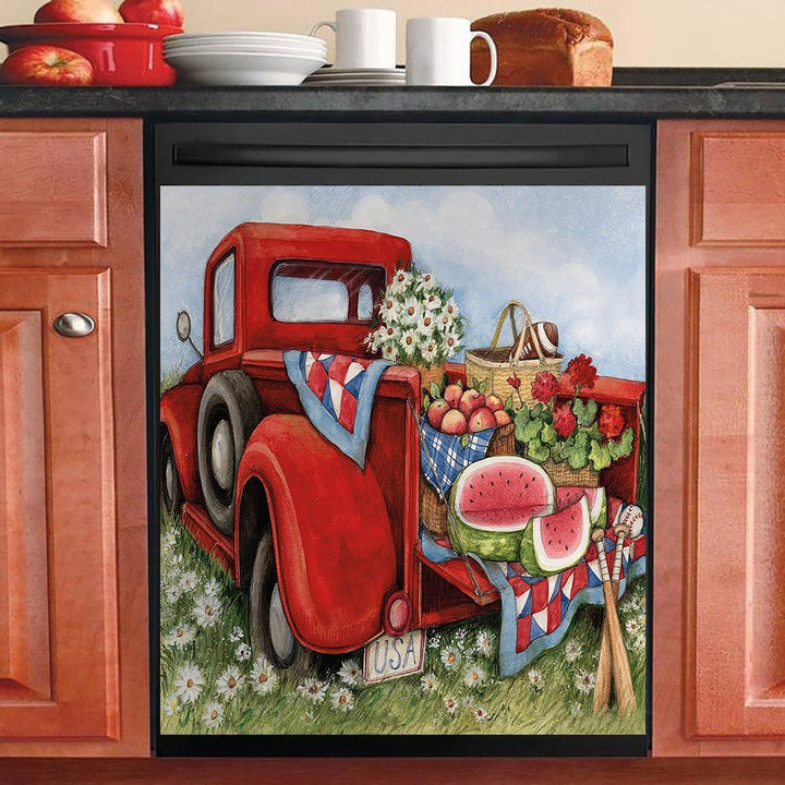 Red Truck Picnic NI2511213NT Decor Kitchen Dishwasher Cover
