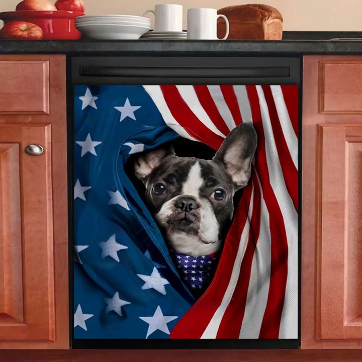 Boston Terrier American Flags TH1011025CL Decor Kitchen Dishwasher Cover