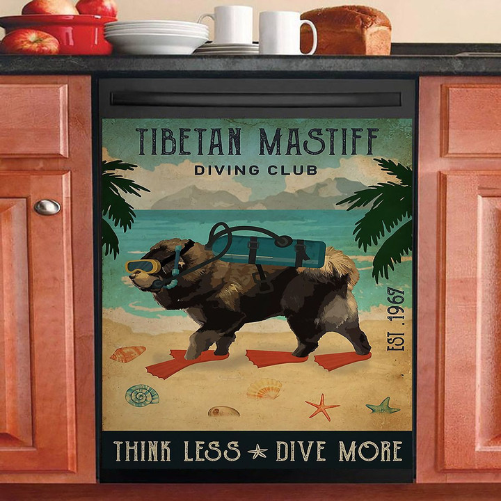 Vintage Diving Club Tibetan Mastiff NI3110119KL Decor Kitchen Dishwasher Cover