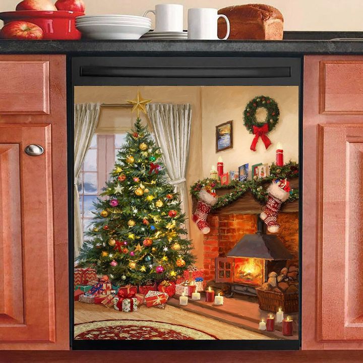 Christmas Beautiful Fireplace NI0412009KL Decor Kitchen Dishwasher Cover
