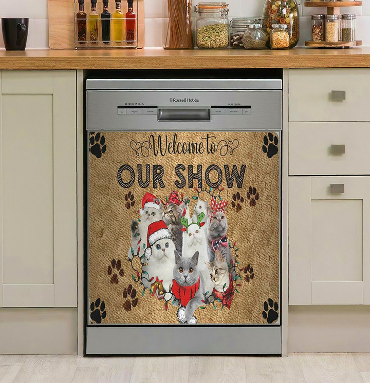 Welcome To Our Show Cat NI0210006DD Decor Kitchen Dishwasher Cover