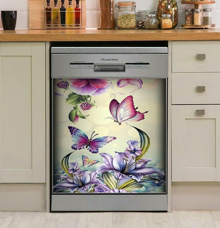 Flowers And Butterflies NI0210063DD Decor Kitchen Dishwasher Cover