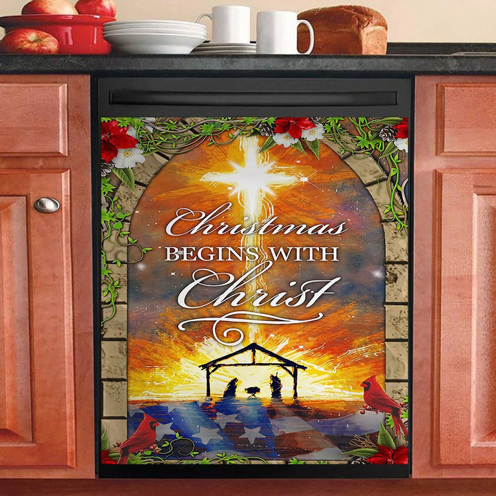 Christmas Begins With Christ NI2210010KL Decor Kitchen Dishwasher Cover