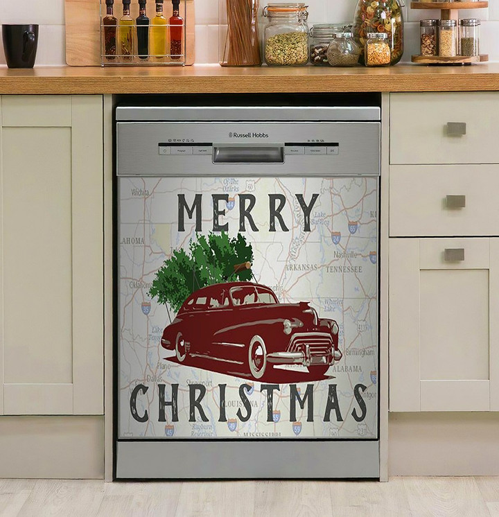 Vintage Merry Christmas Rd Trip NI1212021DD Decor Kitchen Dishwasher Cover