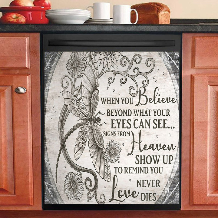 When You Believe Dragonfly Love Never Dies NI1812179KL Decor Kitchen Dishwasher Cover
