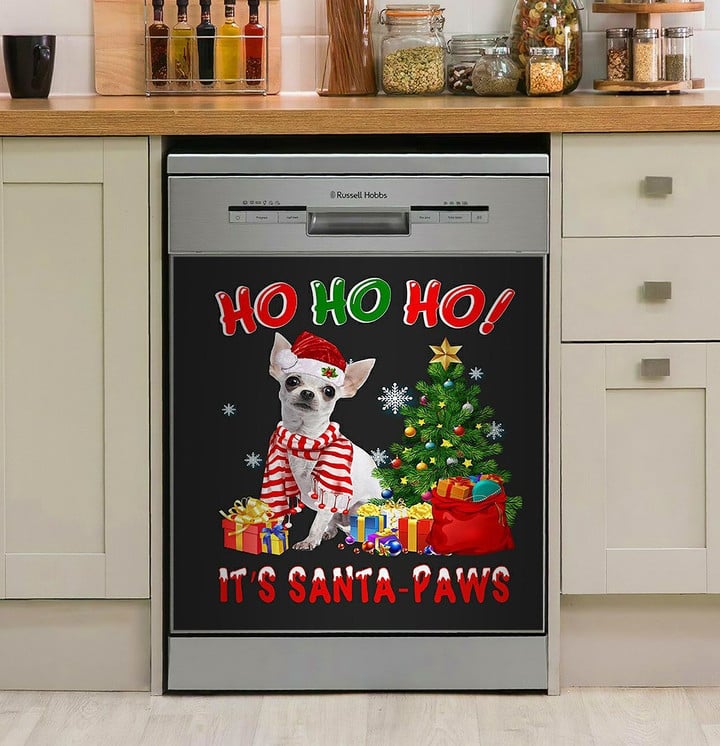 Ho Ho Ho White Chihuahua NI1411139DD Decor Kitchen Dishwasher Cover