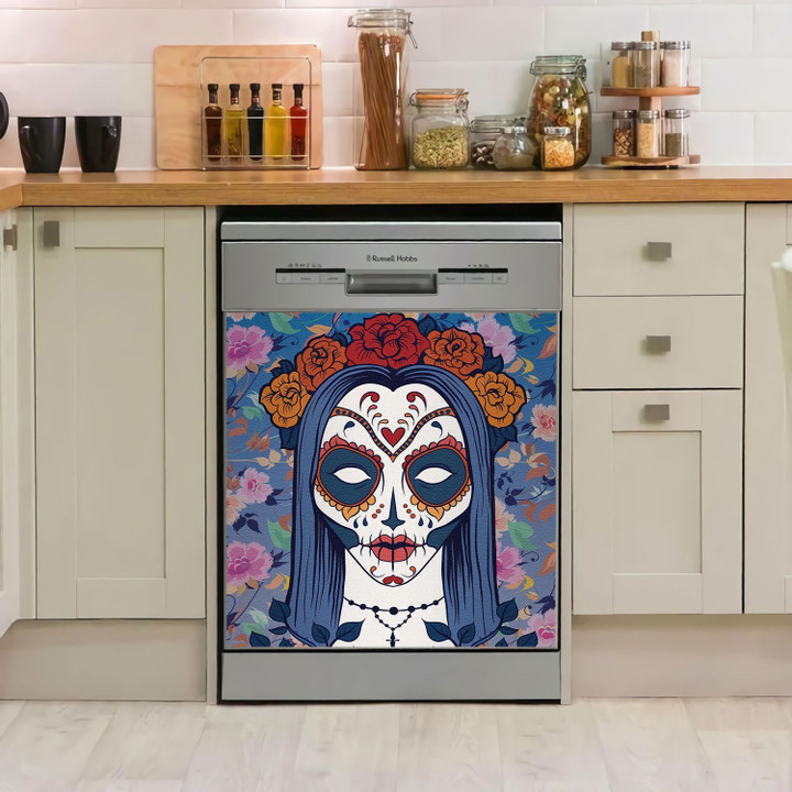 Day Of The Dead Flower Sugar Skull TH1011303CL Decor Kitchen Dishwasher Cover