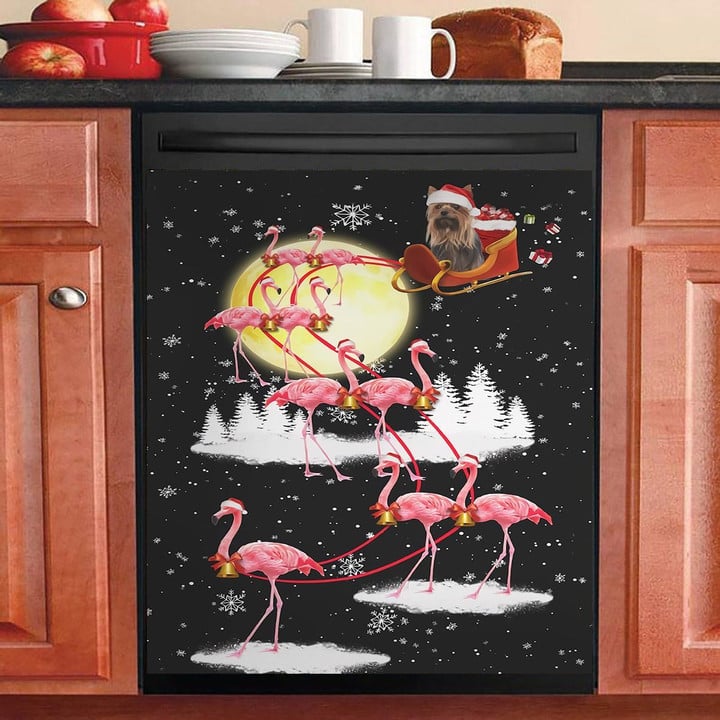 Santa Yorkie And Flamingo NI1910036KL Decor Kitchen Dishwasher Cover