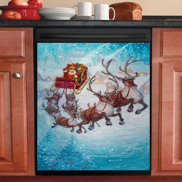 Santa Riding Cart TH1911133CL Decor Kitchen Dishwasher Cover