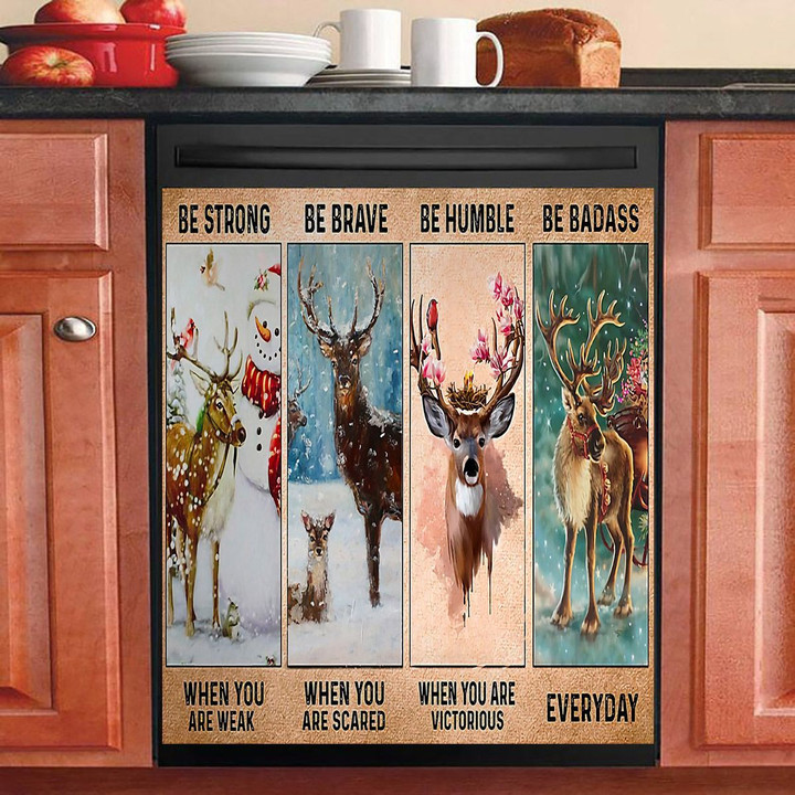 Reindeer Be Strong NI0502158YC Decor Kitchen Dishwasher Cover