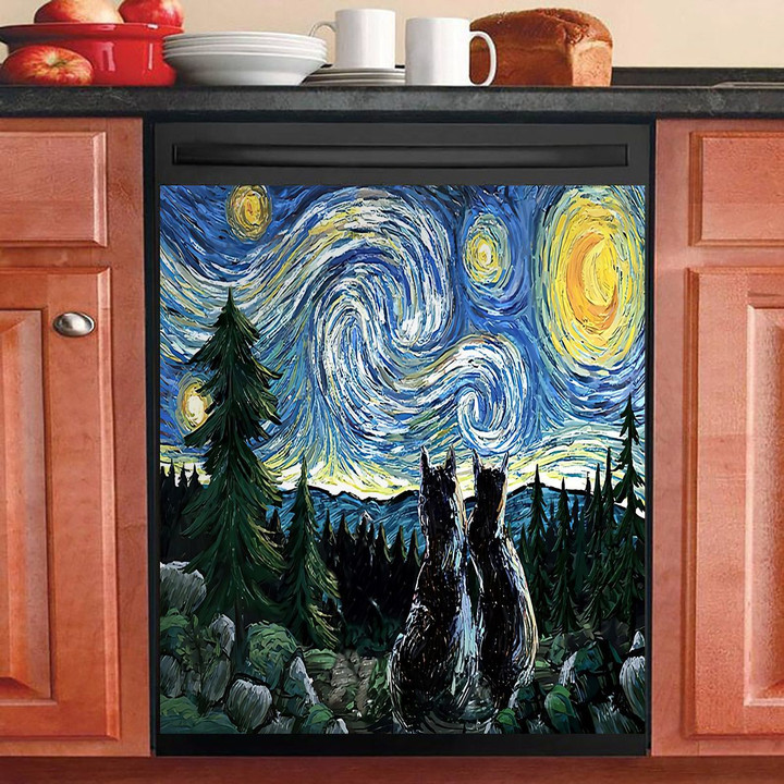 Starry Night Couple Cat NI2711099KL Decor Kitchen Dishwasher Cover