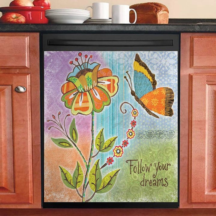 Butterfly Flower Follow Your Dreams NI2901032YC Decor Kitchen Dishwasher Cover
