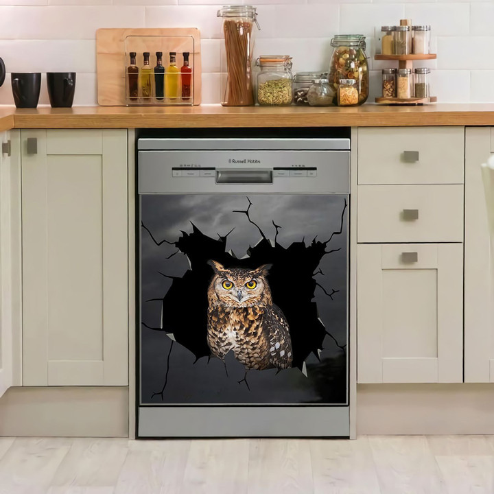 Owl Broken Glass TH1311630CL Decor Kitchen Dishwasher Cover