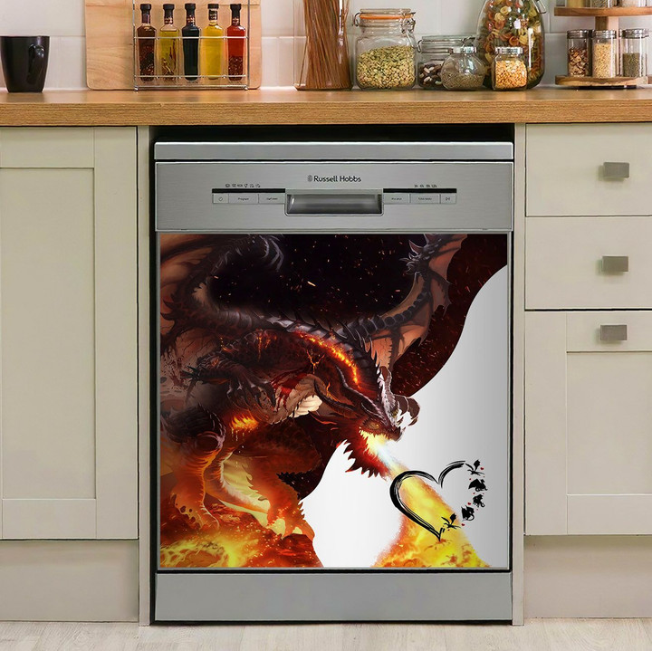 Fire Dragon Heart KL1310017VB Decor Kitchen Dishwasher Cover