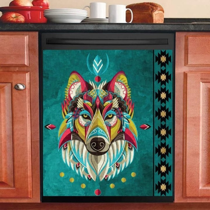 Beautiful Native Wolf Head TH0711696CL Decor Kitchen Dishwasher Cover