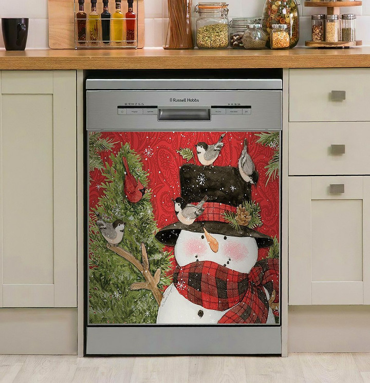 Glass Paisley Snowman NI1212172DD Decor Kitchen Dishwasher Cover