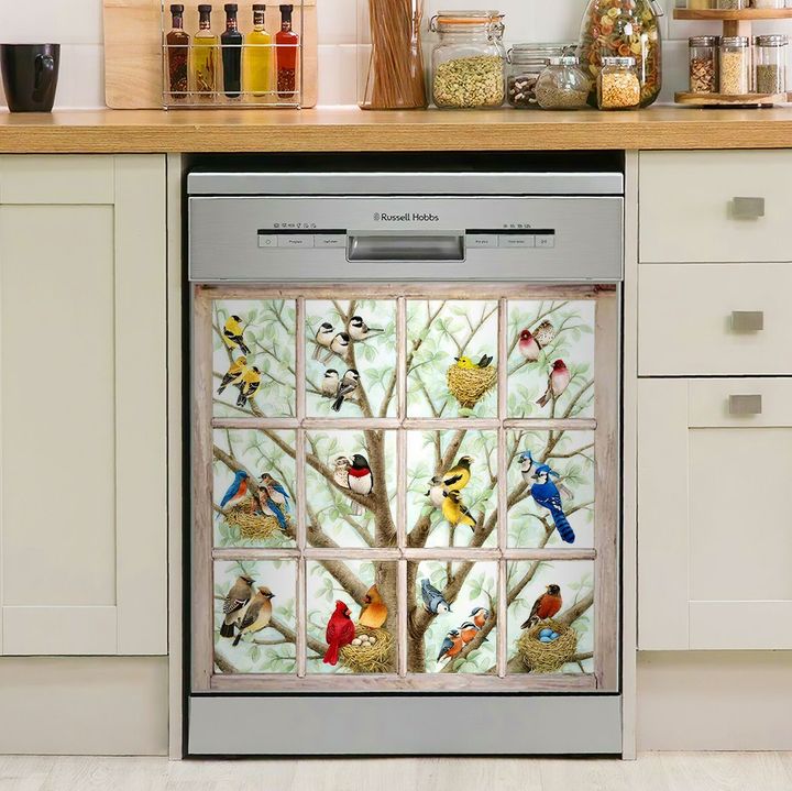 Beautiful Birds Window KL1411001VB Decor Kitchen Dishwasher Cover