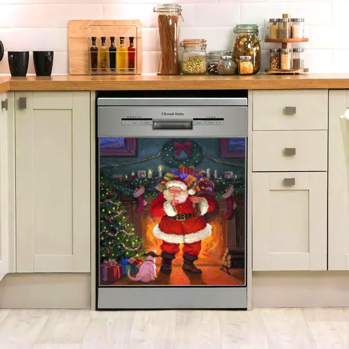 Santa Claus Keep Quiet TH1911075CL Decor Kitchen Dishwasher Cover