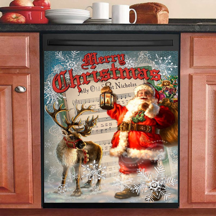 Merry Christmas Music Rhyme NI1611010HY Decor Kitchen Dishwasher Cover