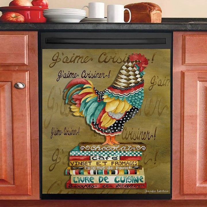 Rooster And Books NI1802045YB Decor Kitchen Dishwasher Cover