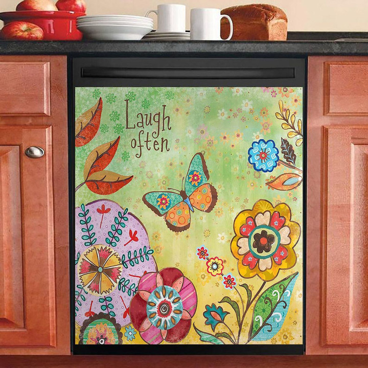 Laugh Often Flower Pattern NI2901123YC Decor Kitchen Dishwasher Cover