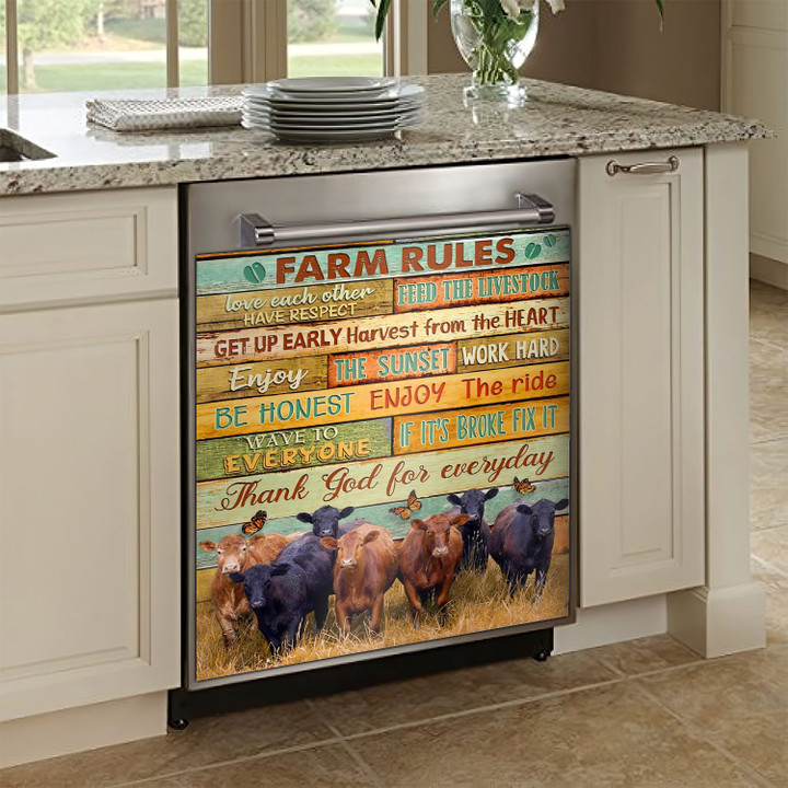 Farm Rules Cow NI1910010NP Decor Kitchen Dishwasher Cover