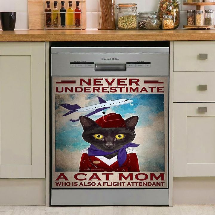 Black Cat Flight Attendant NI0611017KL Decor Kitchen Dishwasher Cover