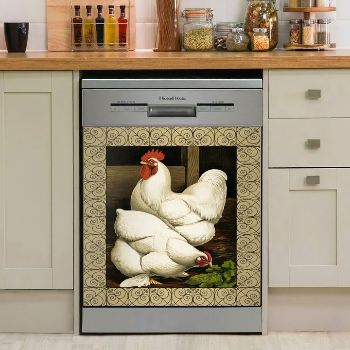 White Chicken TH2610067CL Decor Kitchen Dishwasher Cover