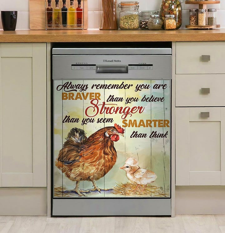 Farmer Rooster Remember You Braver NI1411206DD Decor Kitchen Dishwasher Cover
