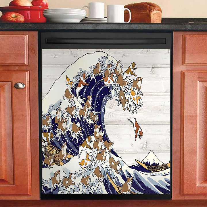 Bulldog The Great Wave Of Dog NI1911016KL Decor Kitchen Dishwasher Cover