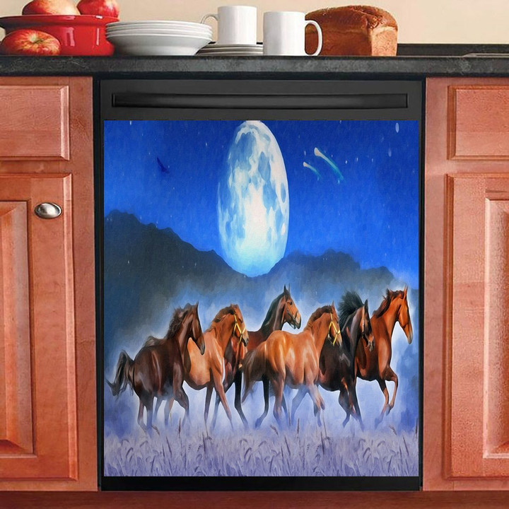 Horses Running Under The Moon NI2010027TT Decor Kitchen Dishwasher Cover