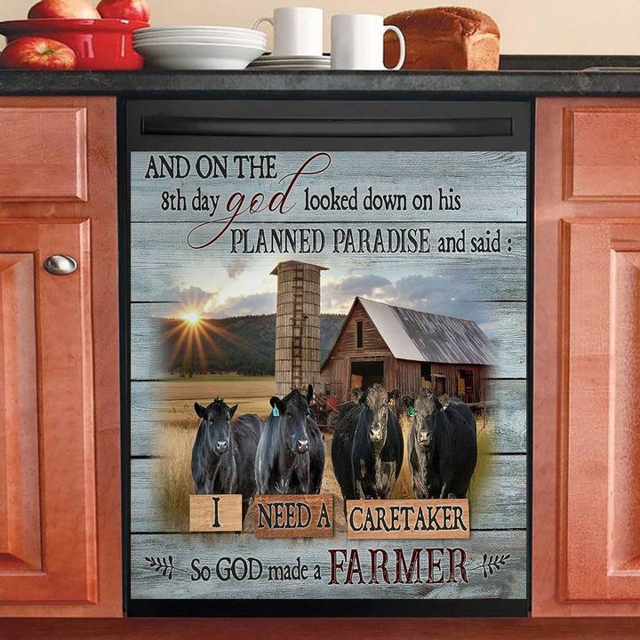 Farmhouse So God Made A Farmer Black Angus NI2601116YC Decor Kitchen Dishwasher Cover