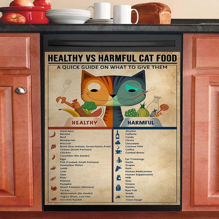 Healthy Vs Harmful Cat Food NI0212038KL Decor Kitchen Dishwasher Cover