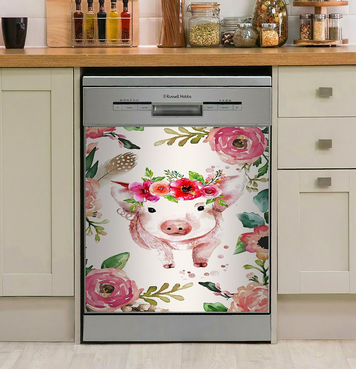 Pig Flower NI0210056NT Decor Kitchen Dishwasher Cover