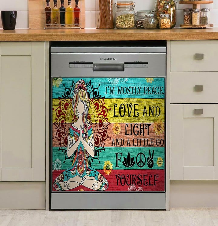 Hippie Yoga Girl NI0610060NT Decor Kitchen Dishwasher Cover
