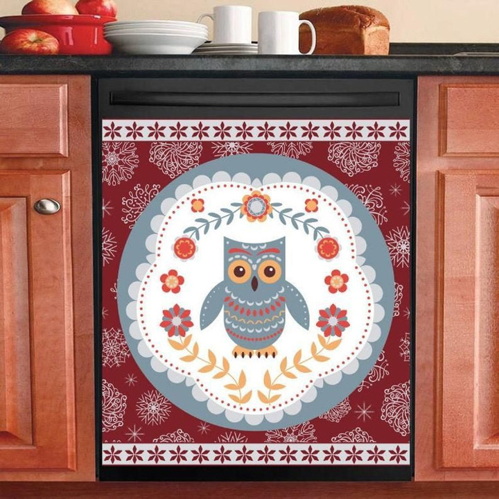 Scandinavian Owl Folk Art Christmas TH0510258CL Decor Kitchen Dishwasher Cover