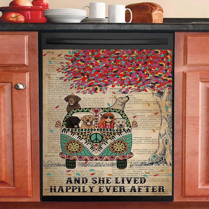Dictionary She Lived Happily Labrador Retriever NI1212161KL Decor Kitchen Dishwasher Cover