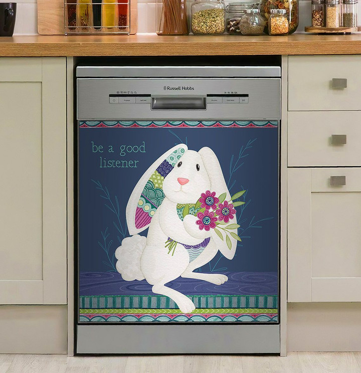 Rabbit Be A Good Listener NI2411084NT Decor Kitchen Dishwasher Cover