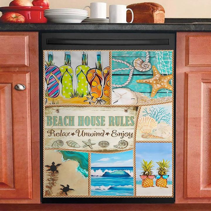 Beach House Rules NI1902024YB Decor Kitchen Dishwasher Cover