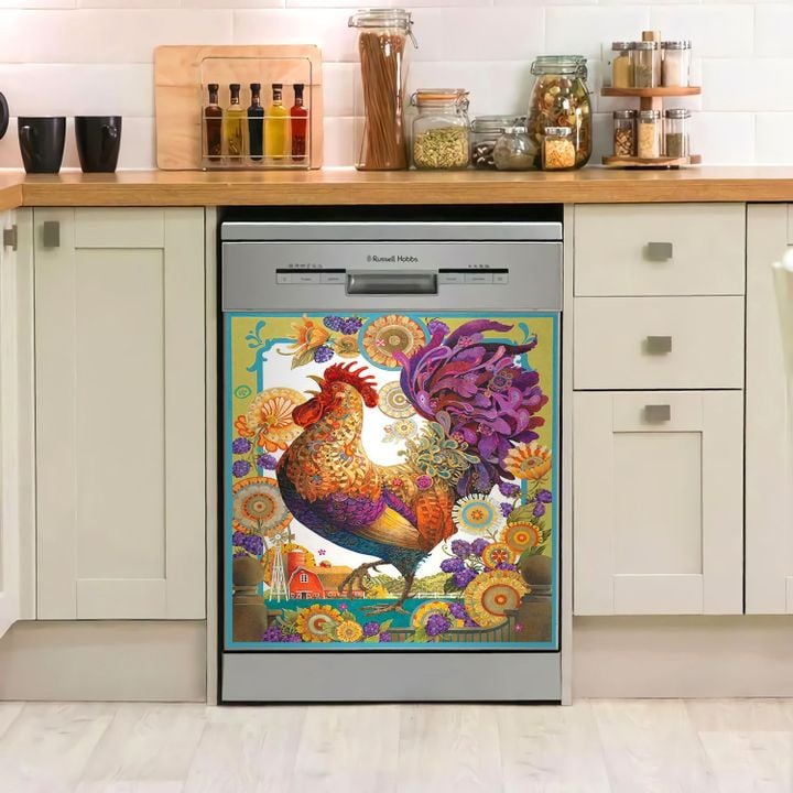 Rooster Colourful TH1911008CL Decor Kitchen Dishwasher Cover